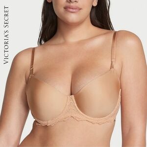 NWT 34B Victoria's Secret Wicked Unlined Smooth & Lace Balconette Bra - Praline